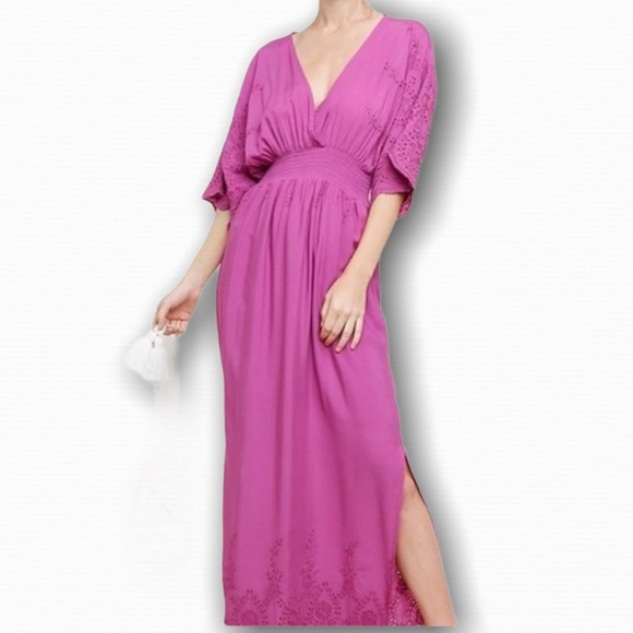 UMGEE Orchid Smocked Maxi Dress With Eyelet Detail M - Picture 1 of 10